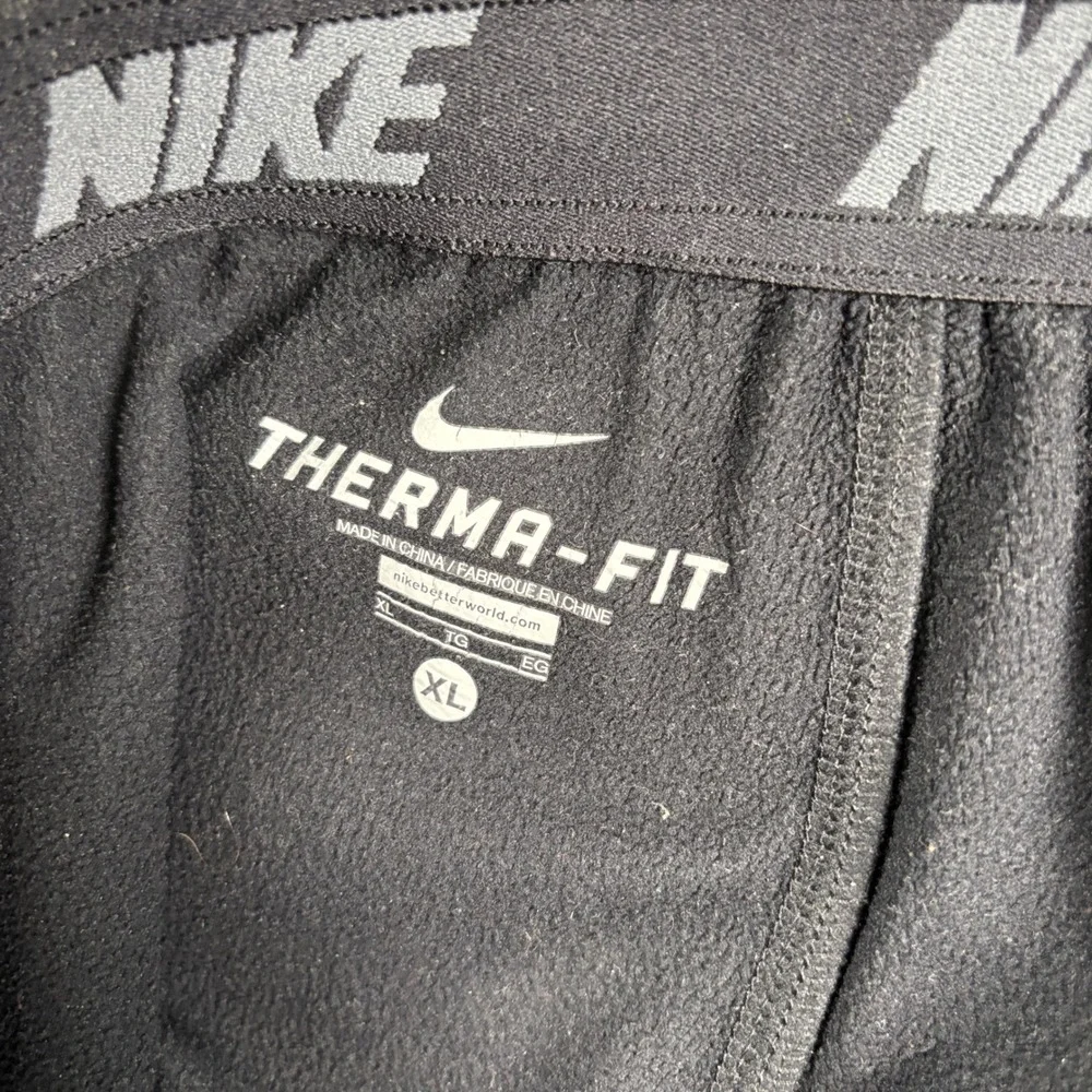 Y2K Nike Therma-FIT Track Pants Men's XL Black Fleece Lined Athletic Joggers